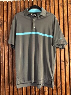 FootJoy Golf polo gray with Tiffany Blue Stripe